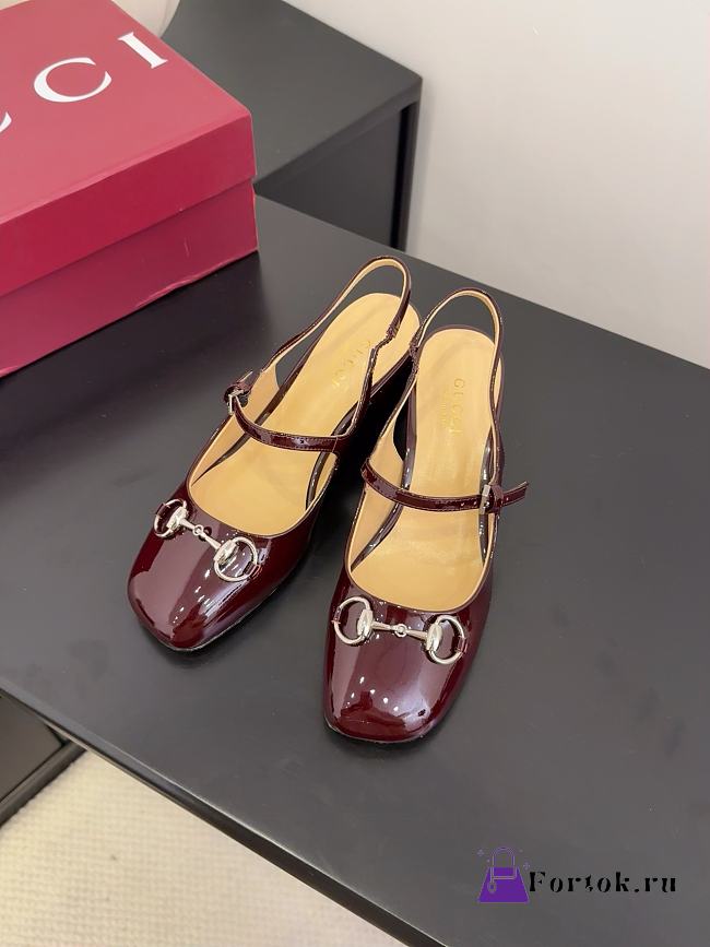 Fortok Gucci Horsebit Slingback Heels 6.5 cm Rouge - 1