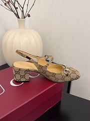 Fortok Gucci Horsebit Slingback Heels 6.5 cm GG Supreme Canvas Brown - 5