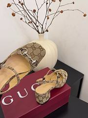 Fortok Gucci Horsebit Slingback Heels 6.5 cm GG Supreme Canvas Brown - 3