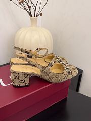 Fortok Gucci Horsebit Slingback Heels 6.5 cm GG Supreme Canvas Brown - 2