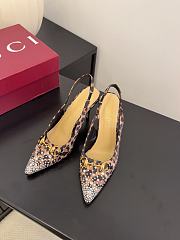 Gucci Pointed-Toe Slingback Pumps with Leopard Print and Crystal Embellishments - 1