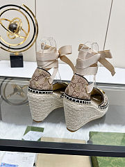 Fortok Gucci Marmont Wedges GG Canvas Beige  - 5