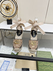 Fortok Gucci Marmont Wedges GG Canvas Beige  - 3