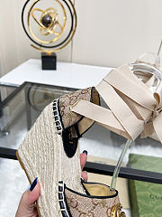 Fortok Gucci Marmont Wedges GG Canvas Beige  - 2