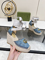 Fortok Gucci Marmont Wedges GG Canvas Blue - 5