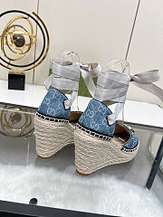 Fortok Gucci Marmont Wedges GG Canvas Blue - 4