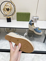 Fortok Gucci Marmont Wedges GG Canvas Blue - 3