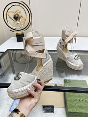 Fortok Gucci Marmont Wedges GG Canvas Grey  - 6