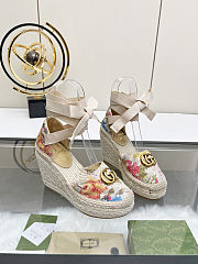 Fortok Gucci Marmont Wedges GG Canvas Flower - 1