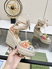 Fortok Gucci Marmont Wedges GG Canvas Flower - 5