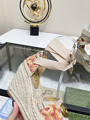 Fortok Gucci Marmont Wedges GG Canvas Flower - 3