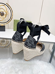 Fortok Gucci Marmont Wedges GG Canvas Black - 6