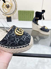 Fortok Gucci Marmont Wedges GG Canvas Black - 5