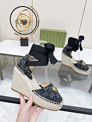 Fortok Gucci Marmont Wedges GG Canvas Black - 4