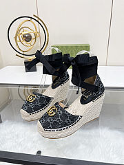 Fortok Gucci Marmont Wedges GG Canvas Black - 2