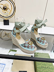Fortok Gucci Marmont Wedges GG Canvas Mint - 1