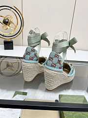 Fortok Gucci Marmont Wedges GG Canvas Mint - 6