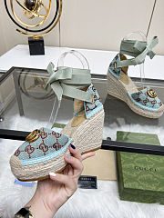 Fortok Gucci Marmont Wedges GG Canvas Mint - 3