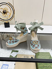 Fortok Gucci Marmont Wedges GG Canvas Mint - 4