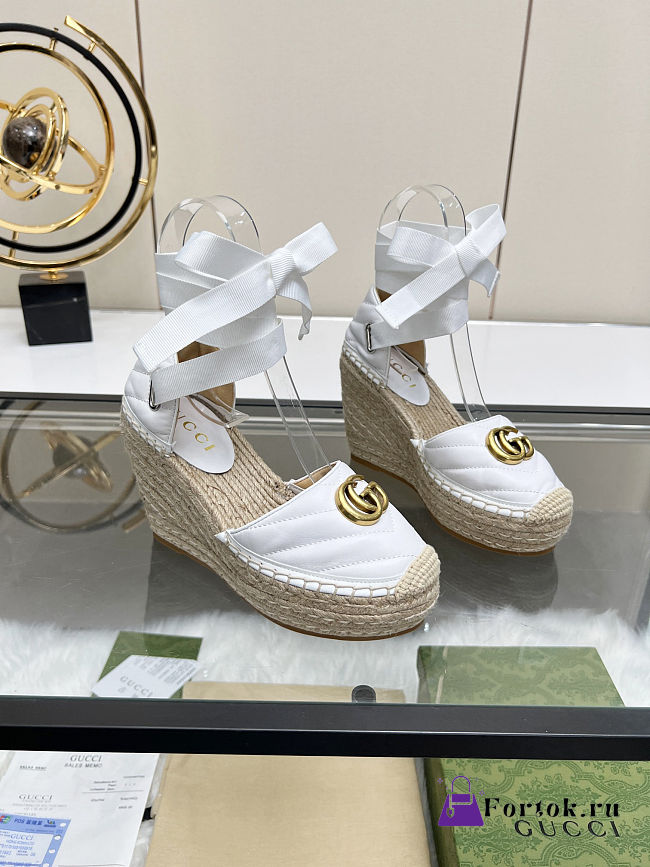 Fortok Gucci Marmont Wedges Leather White - 1