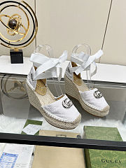 Fortok Gucci Marmont Wedges GG Canvas White - 1