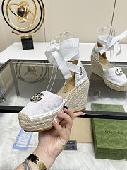 Fortok Gucci Marmont Wedges GG Canvas White - 5