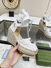 Fortok Gucci Marmont Wedges GG Canvas White - 3