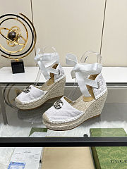 Fortok Gucci Marmont Wedges GG Canvas White - 2