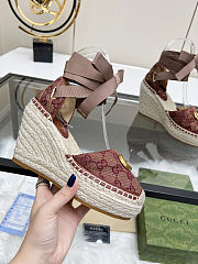 Fortok Gucci Marmont Wedges GG Canvas Rouge - 6