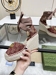 Fortok Gucci Marmont Wedges GG Canvas Rouge - 3
