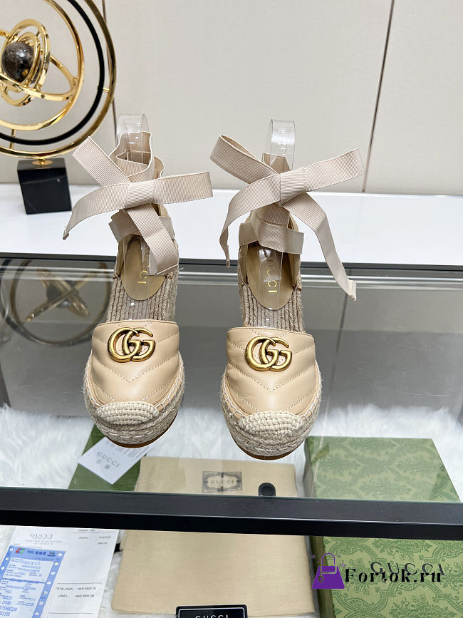 Fortok Gucci Marmont Wedges Leather Beige - 1