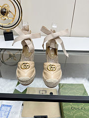 Fortok Gucci Marmont Wedges Leather Beige - 1