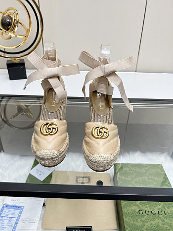 Fortok Gucci Marmont Wedges Leather Beige