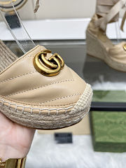 Fortok Gucci Marmont Wedges Leather Beige - 6