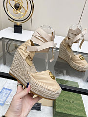 Fortok Gucci Marmont Wedges Leather Beige - 4
