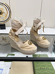 Fortok Gucci Marmont Wedges Leather Beige - 2