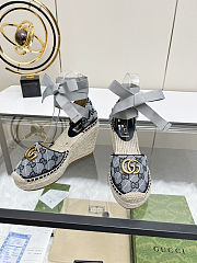 Fortok Gucci Marmont Wedges GG Canvas Black n White - 1