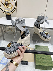 Fortok Gucci Marmont Wedges GG Canvas Black n White - 6