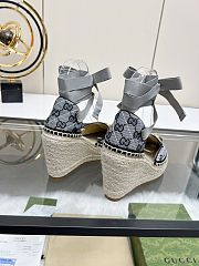 Fortok Gucci Marmont Wedges GG Canvas Black n White - 5