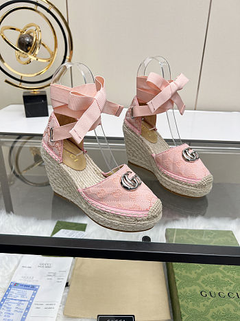 Fortok Gucci Marmont Wedges GG Canvas Pink