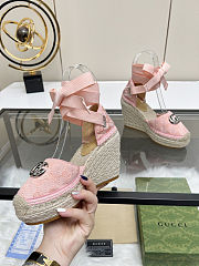 Fortok Gucci Marmont Wedges GG Canvas Pink - 6