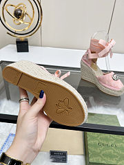 Fortok Gucci Marmont Wedges GG Canvas Pink - 5