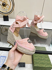 Fortok Gucci Marmont Wedges GG Canvas Pink - 4