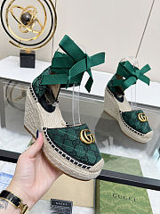 Fortok Gucci Marmont Wedges GG Canvas Green - 6