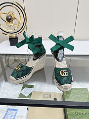 Fortok Gucci Marmont Wedges GG Canvas Green - 3