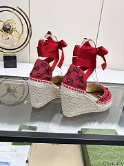 Fortok Gucci Marmont Wedges GG Canvas Red - 6