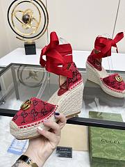 Fortok Gucci Marmont Wedges GG Canvas Red - 5
