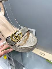 Fortok Gucci Marmont Wedges GG Canvas Slingback Sandals Gold 8cm - 4