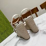 Fortok Gucci Marmont Wedges GG Canvas Slingback Sandals White 8cm - 6