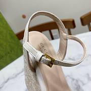Fortok Gucci Marmont Wedges GG Canvas Slingback Sandals White 8cm - 5